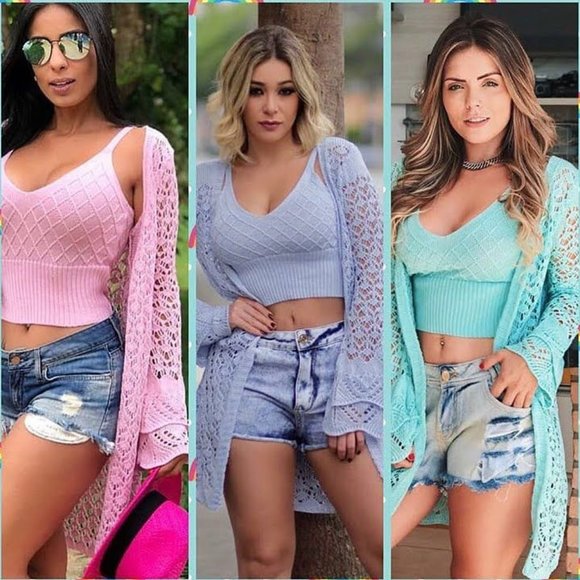 Made in Brazil | Crochet Top + Duster Set M 2-6 - Picture 5 of 6